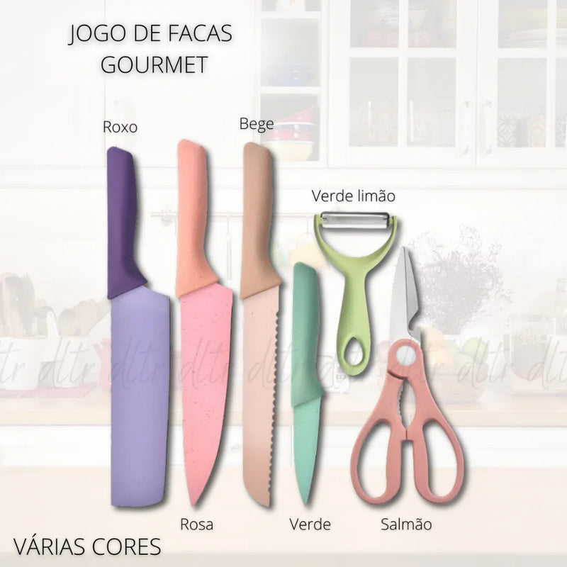 Conjunto Kit Facas Profissional  em Aço Inoxidável...