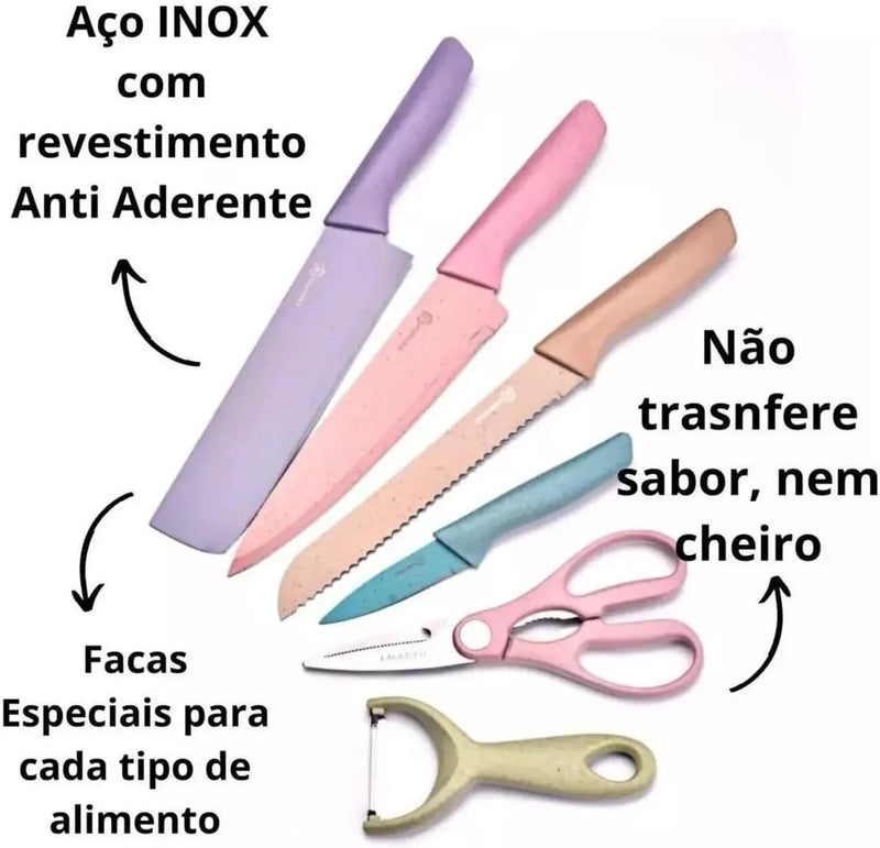 Conjunto Kit Facas Profissional  em Aço Inoxidável...