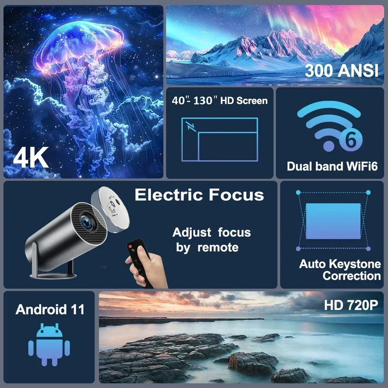 2024 novo HY300 plus Projetor hd Android 4K